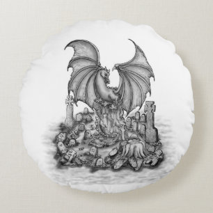 Coussins Ronds Dragon avec Zombie