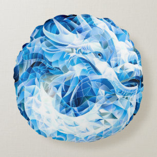 Coussins Ronds Dragon de Mosaïque Ciel Bleu