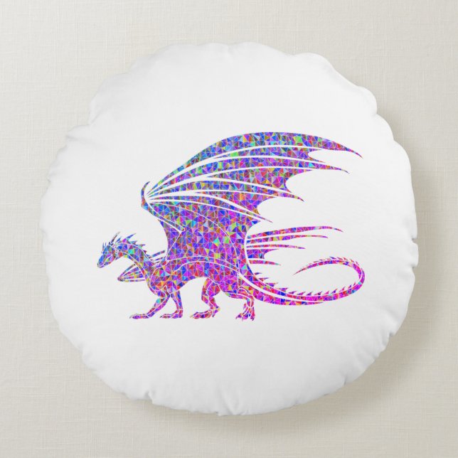 Coussins Ronds Dragon de mosaïque Extraordinaire (Devant)