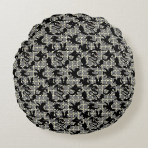 Coussins Ronds Dragon motif 01.wx4x4.bleu Gris BG