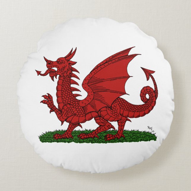 Coussins Ronds Dragon rouge du Pays de Galles (Devant)