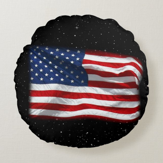 Coussins Ronds Drapeau américain patriotique États-Unis (Devant)