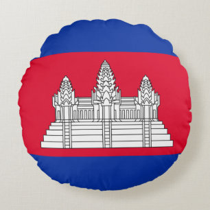 Coussins Ronds Drapeau cambodgien