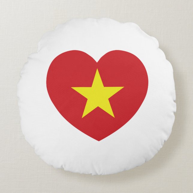 Coussins Ronds Drapeau cardiaque du Vietnam (Devant)