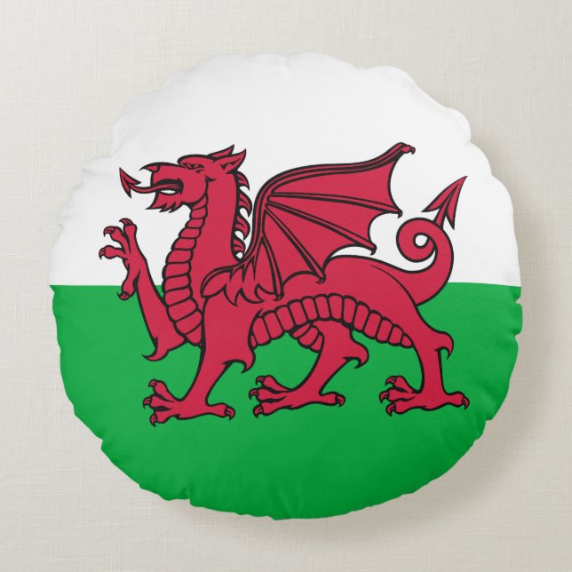 Coussins Ronds Drapeau celtique du Dragon rouge du Pays de Galles (Devant)