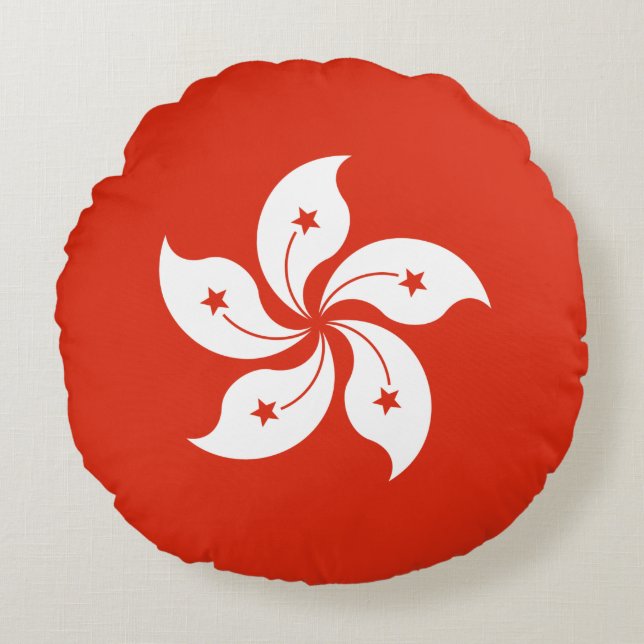 Coussins Ronds Drapeau de Hong Kong (Devant)