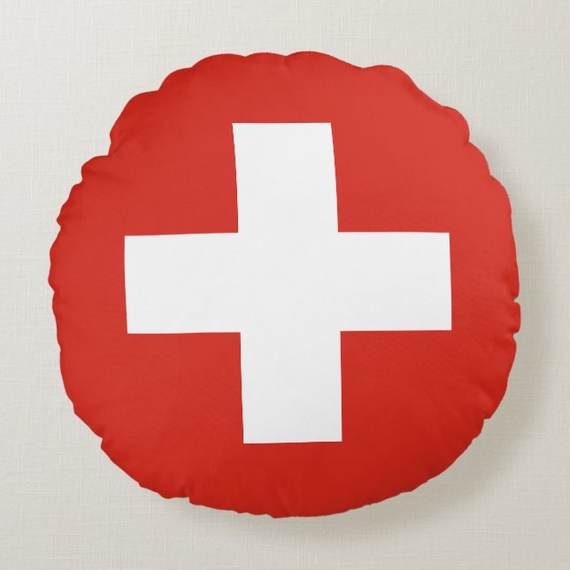 Coussins Ronds Drapeau de la Suisse (Devant)