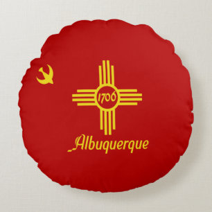 Coussins Ronds Drapeau de la ville d'Albuquerque (Nouveau-Mexique