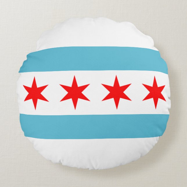 Coussins Ronds Drapeau de la ville de Chicago (Illinois) (Devant)
