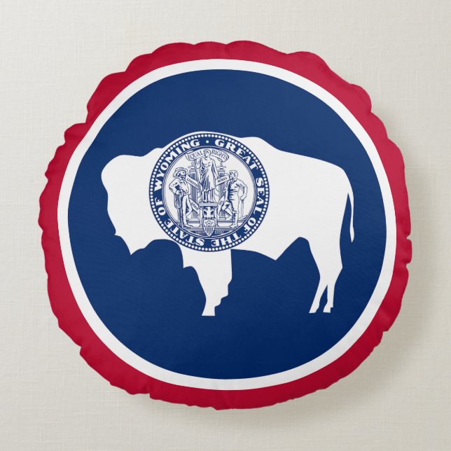 Coussins Ronds Drapeau de l'État du Wyoming (Devant)