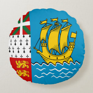 Coussins Ronds Drapeau de Saint-Pierre-et-Miquelon