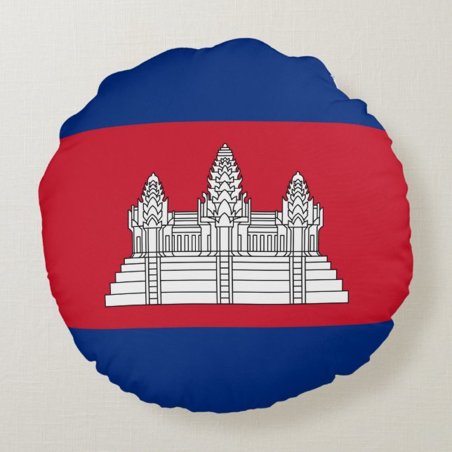Coussins Ronds drapeau du Cambodge (Dos)