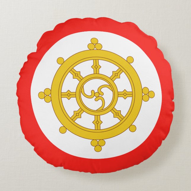 Coussins Ronds Drapeau du royaume de Sikkim (Devant)
