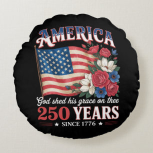 Coussins Ronds Drapeau Floral America 250 Ans