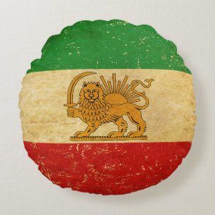 Coussins Ronds Drapeau Iran Lion et Sun Shah d'Iran