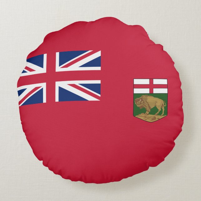 Coussins Ronds Drapeau Manitoba (Dos)