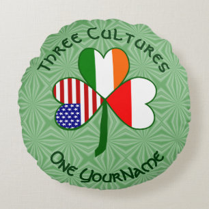 Coussins Ronds Drapeau Shamrock personnalisé Américain Irlandais 
