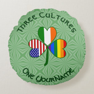 Coussins Ronds Drapeau Shamrock personnalisé Gay Pride Irlande US