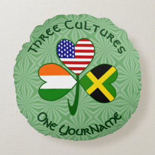 Coussins Ronds Drapeaux Jamaïcain Irlandais USA Trèfle Personnali