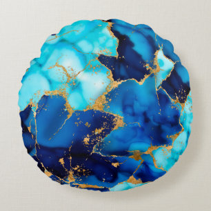 Coussins Ronds Dreamy Blue inks and Gold
