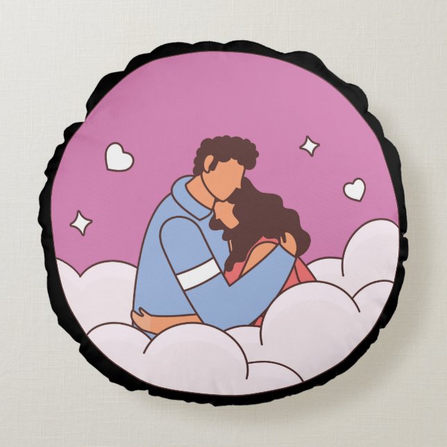 Coussins Ronds Dreamy Love Embrace Decorative (Devant)