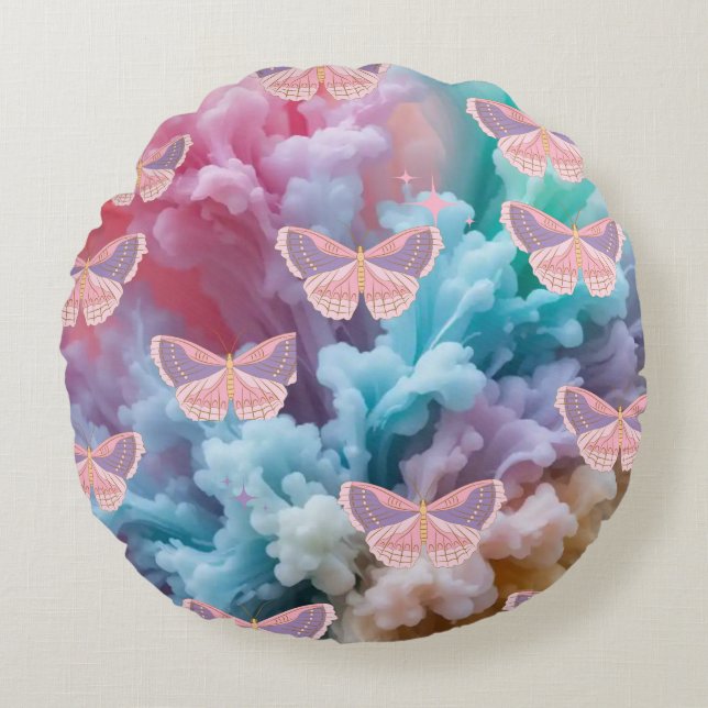 Coussins Ronds Dreamy Pastel Butterfly Bliss (Devant)