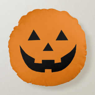 Coussins Ronds Drôle orange Jack-o'-lantern visage citrouille Hal