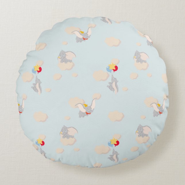 Coussins Ronds Dumbo dans le Motif des nuages (Devant)