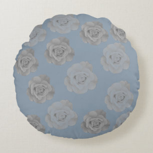 Coussins Ronds Dusty Blue Grey Floral Grey foncé élégant Classant