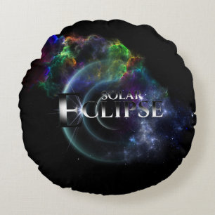Coussins Ronds Éclipse solaire Espace Art Fractal