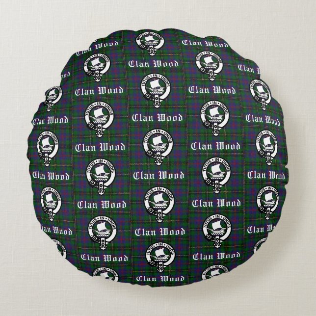 Coussins Ronds Ecosse Clan Bois Crest & Tartan Carreaux (Devant)