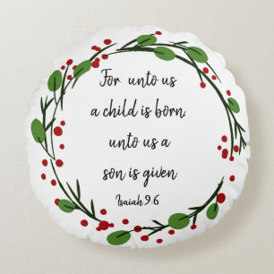 Coussins Ronds Écriture chrétienne de Noël Inspiration Verse