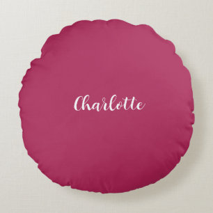 Coussins Ronds Écriture Rouge Foncé Élégant Minimaliste Moderne N