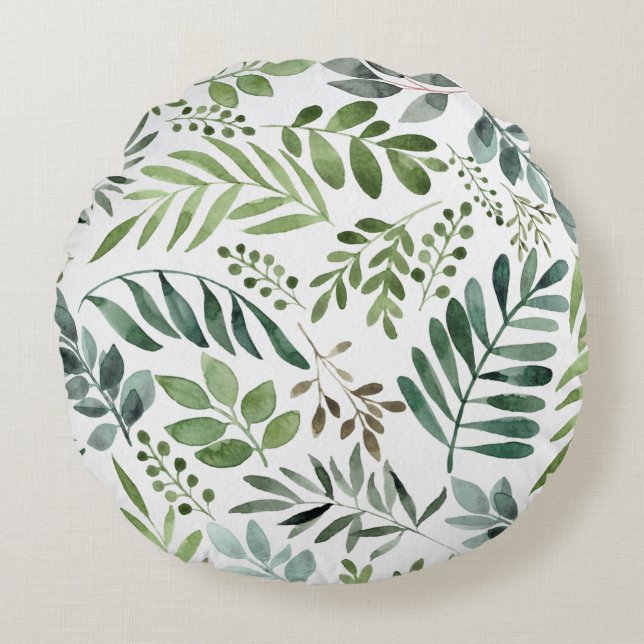 Coussins Ronds Elégant aquarelle Feuilles botaniques   (Devant)