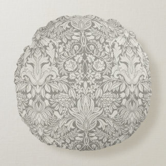 Coussins Ronds Élégant blanc Damas Floral Décor