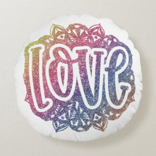 Coussins Ronds Élégant Citation d'amour Parties scintillant Étinc
