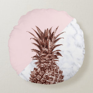 Coussins Ronds Elégant joli rose d'ananas en marbre blanc