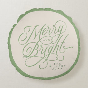 Coussins Ronds Elegant Joyeux et Bright script vacances personnal