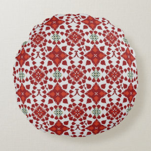 Coussins Ronds Élégant Mandala Géométrique Rouge Textile de Lit &