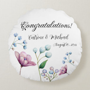 Coussins Ronds Élégant Mariage Floral Soft Botanical Romance