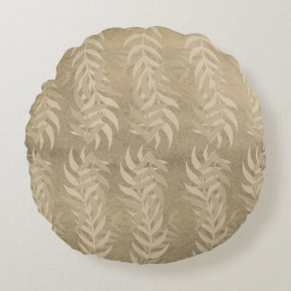 Coussins Ronds Elégant Métallurgique Brown Motif feuille - Nature