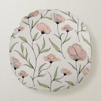 Coussins Ronds Élégant Pépites Roses Bleues Motif Floral