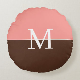 Coussins Ronds Elegant pink &brown monogram