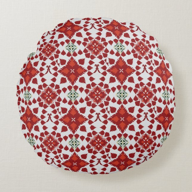 Coussins Ronds Elegant Red Mandala Geometric Bedroom & Home Texti (Devant)
