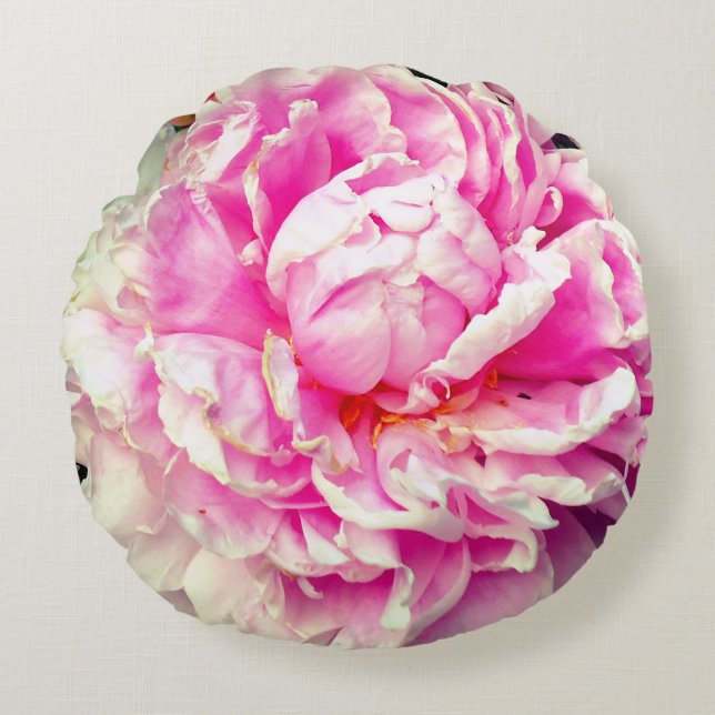 Coussins Ronds Elégant rose peony blanc floral jardin photo (Devant)