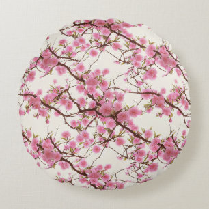 Coussins Ronds Élégante floraison de cerisier rose doux