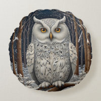 Élégante forêt d'hiver de chouette blanche boho