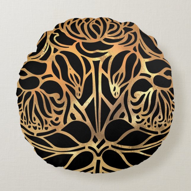 Coussins Ronds Elégante Parties scintillant or Zebra Poster de an (Devant)