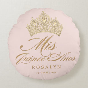 Coussins Ronds Élégante Quinceanera rose Chic