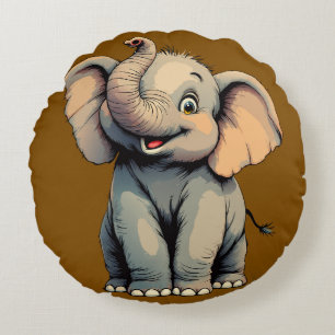 Coussins Ronds Éléphant de bébé adorable